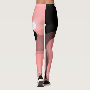 Sunset Horizon: Abstract Pink, Black & White Leggings
