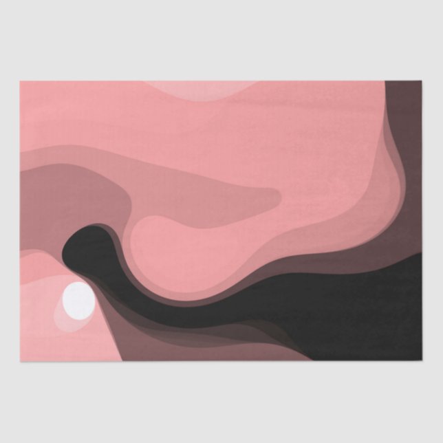 Sunset Horizon: Abstract Pink, Black & White Tissue Paper (Front)