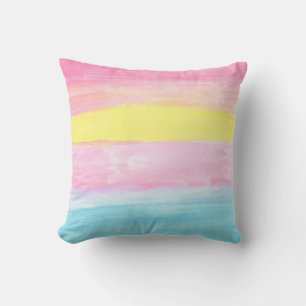 Sunset Horizon Watercolor Abstract Cushion