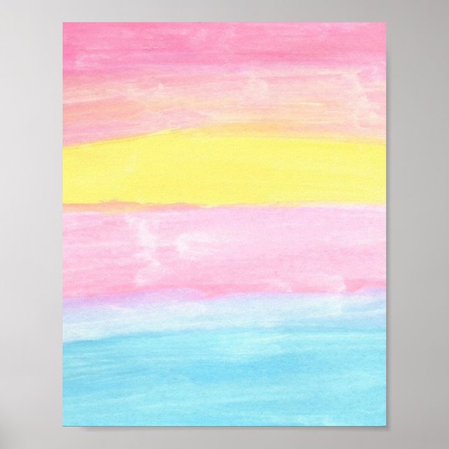 Sunset Horizon Watercolor Abstract  Poster (Front)