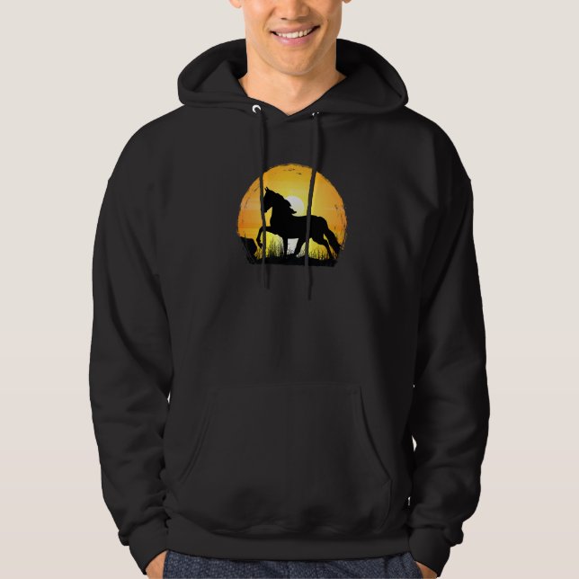 Sunset Horse Breed Silhouette  Haflinger Horse Hoodie (Front)