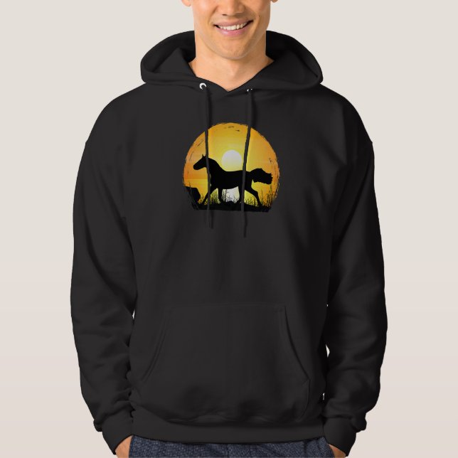 Sunset Horse Breed Silhouette  Holsteiner Horse Hoodie (Front)