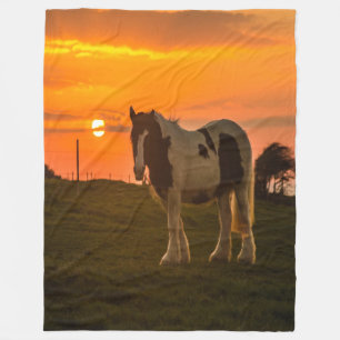 Sunset Horse Fleece Blanket