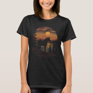 Sunset Horse Lover Vintge Cute Womens Equestrian H T-Shirt