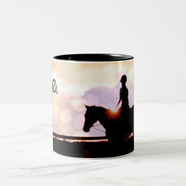 Sunset Horse Ride Two-Tone Coffee Mug (Center)