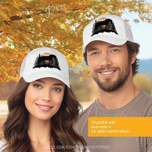 Sunset Horse Silhouette Rustic Equestrian Style Trucker Hat