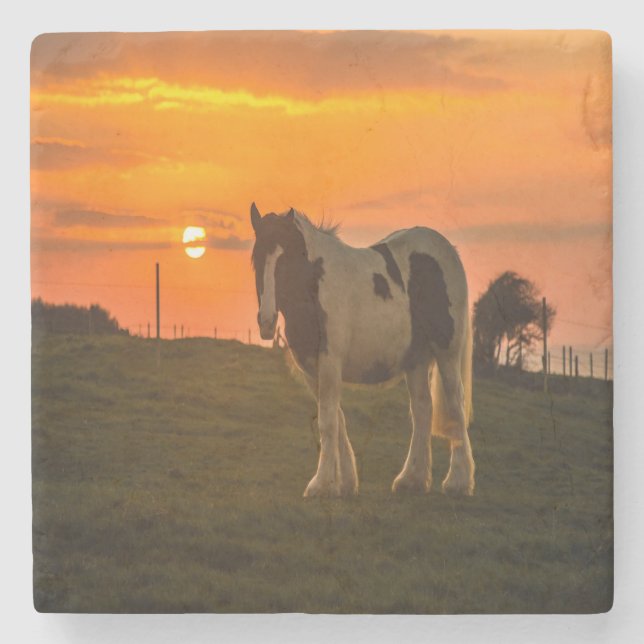Sunset Horse Stone Coaster (Front)