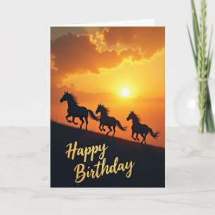 Sunset Horses Birthday Card