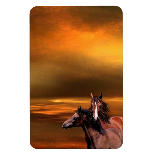 Sunset horses magnet (Vertical)