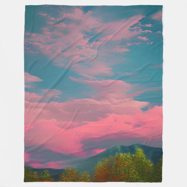 Sunset-hued sky fleece blanket (Front)