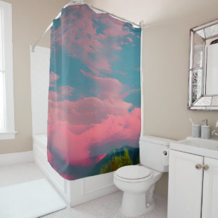 Sunset-hued sky  shower curtain