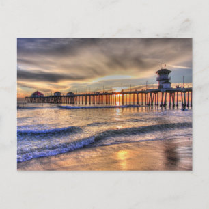 Sunset Huntington Beach Ca Postcard