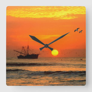 Sunset image for Square-Wall-Clock Square Wall Clock