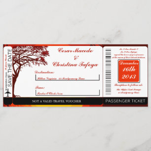 Sunset in Africa Boarding Pass Wedding Invitation