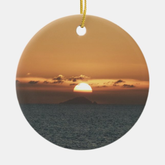 Sunset in Antigua I Seascape Photography Ceramic Tree Decoration (Front)