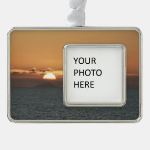 Sunset in Antigua I Seascape Photography Silver Plated Framed Ornament
