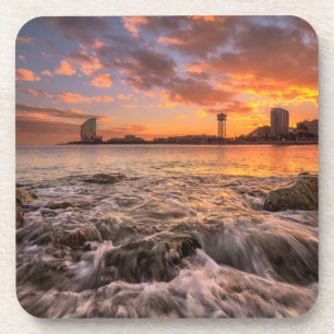 Sunset In Barcelona Coaster