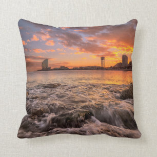 Sunset In Barcelona Cushion