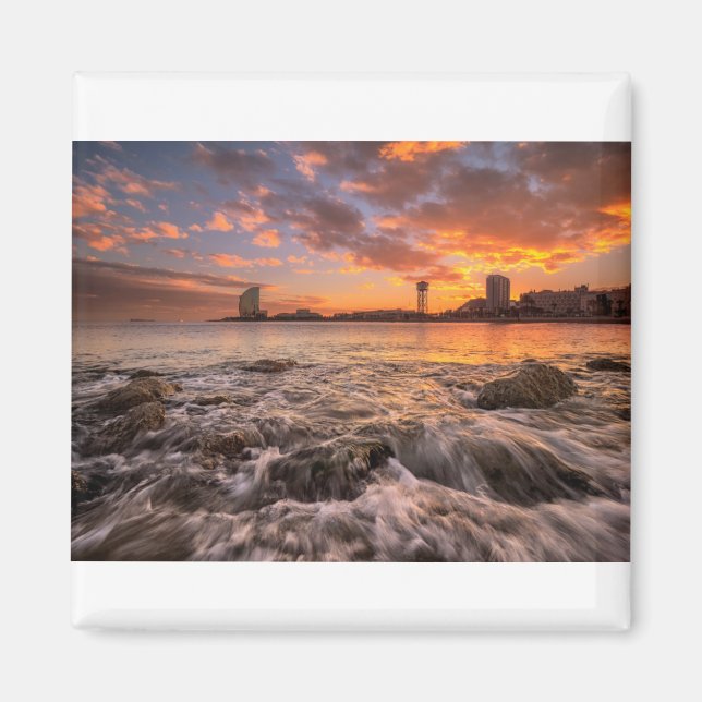 Sunset In Barcelona Magnet (Front)