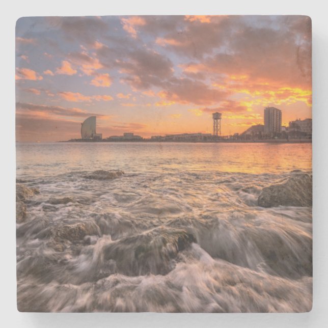 Sunset In Barcelona Stone Coaster (Front)