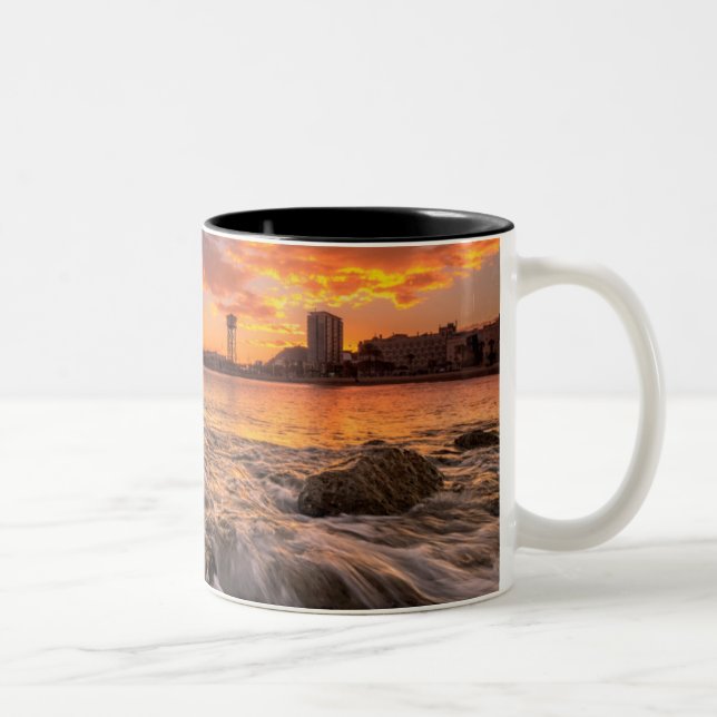 Sunset In Barcelona Two-Tone Coffee Mug (Right)