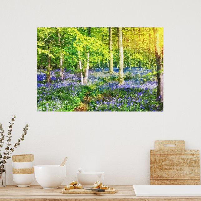 Sunset in blue forest poster (Kitchen)