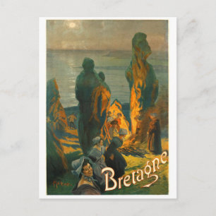Sunset in Brittany Coast, France Postcard