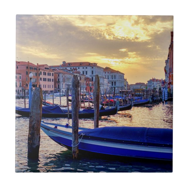 Sunset in Canal Grande Ceramic Tile (Front)