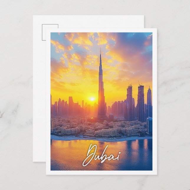Sunset in Dubai UAE United Arab Emirates City Postcard (Front/Back)