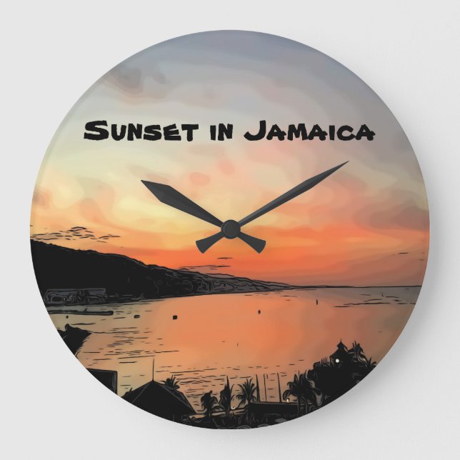 Sunset in Jamaica Large Clock (Front)