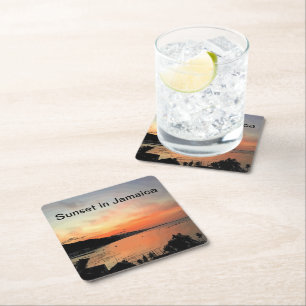 Sunset in Jamaica Square Paper Coaster