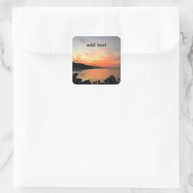 Sunset in Jamaica Square Sticker (Bag)