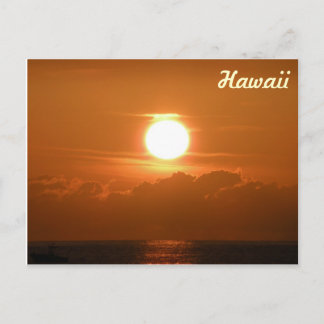 Sunset in Kona, Hawaii Postcard with Boat