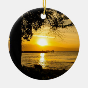 Sunset in Lahaina Ceramic Tree Decoration