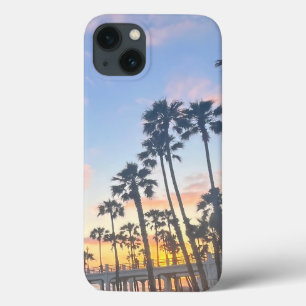 Sunset in Oceanside California with Palm Trees iPhone 13 Case