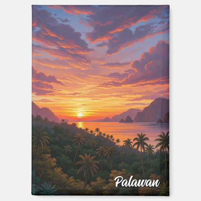 Sunset in Palawan Philippines Travel Magnet (Front)