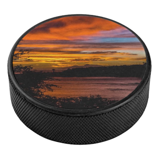 Sunset in Praia, Cape Verde Hockey Puck (3/4)