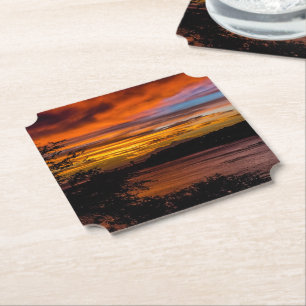 Sunset in Praia, Cape Verde Paper Coaster