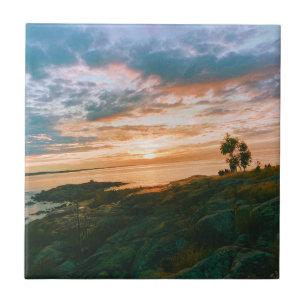 Sunset in Roslagen - Oregrund - Sweden Ceramic Tile