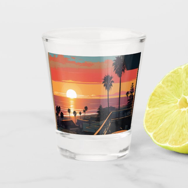 SUNSET IN SANTA MONICA #1 SHOT GLASS (Front)