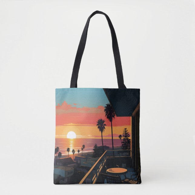 SUNSET IN SANTA MONICA #1 TOTE BAG (Front)
