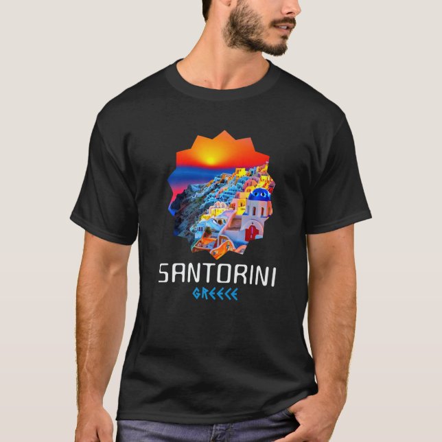 Sunset In Santorini Greece Painting  1 T-Shirt (Front)