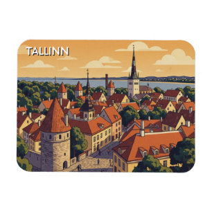 Sunset in Tallinn Estonia Travel Magnet
