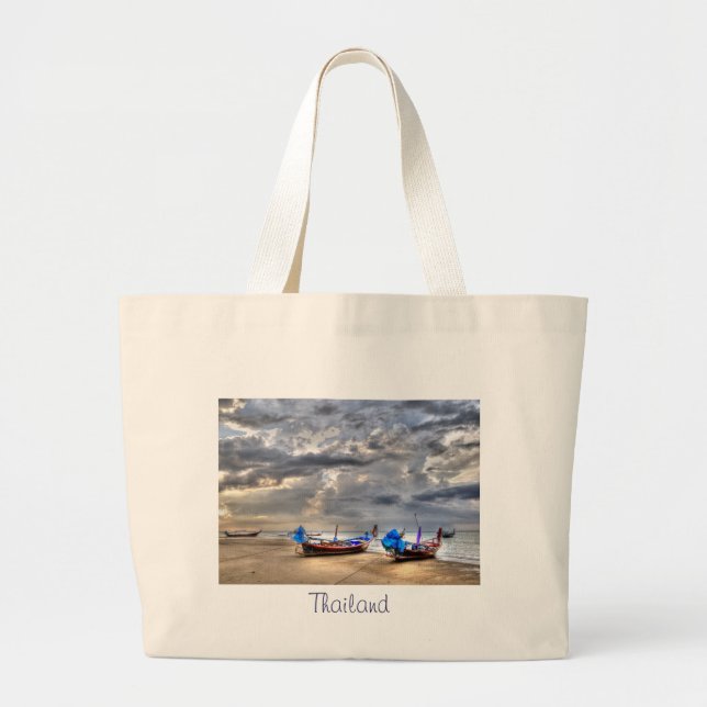 Sunset in Thailand Large Tote Bag (Front)