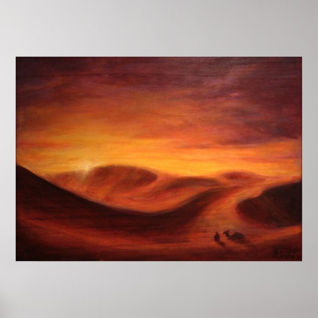 Sunset in the desert of Sahara Poster (Front)