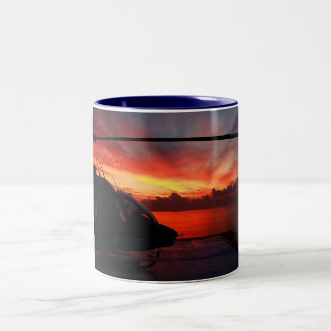 sunset in the gulf of mexico Two-Tone coffee mug (Center)