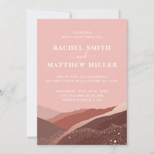 Sunset in the hills mountains rose pink dusty invi invitation