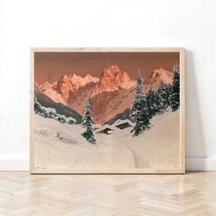 Sunset in the Kaisertal, Snowy Mountains Poster