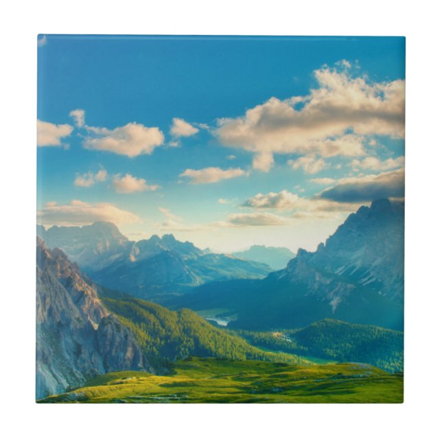 Sunset in the Mountains Ceramic Tile (Front)