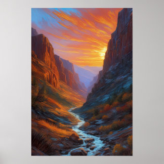 Sunset in the Rocky Canyon Poster